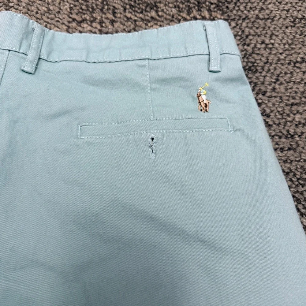 Polo Ralph Lauren Chino Shorts Mens 34 Light Blue Solid Cotton Blend Flat Front